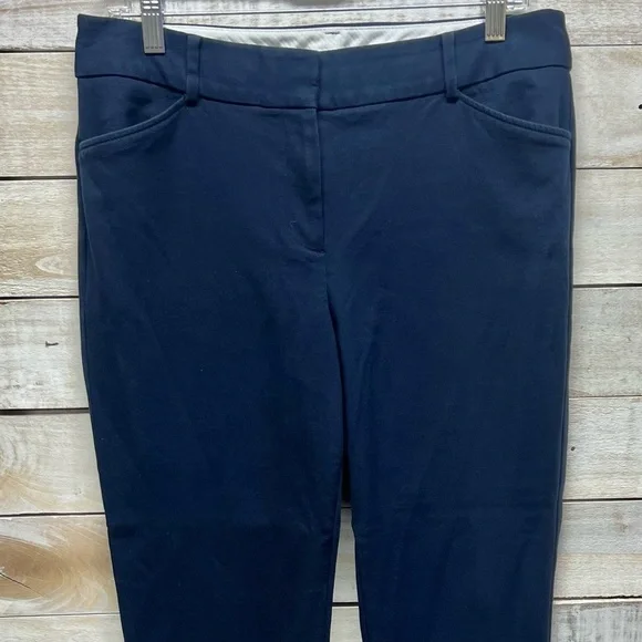 Talbots Hampshire Ankle Trouser Pants Womens 8 Navy Blue Button Cuff Stretch - Picture 6 of 14